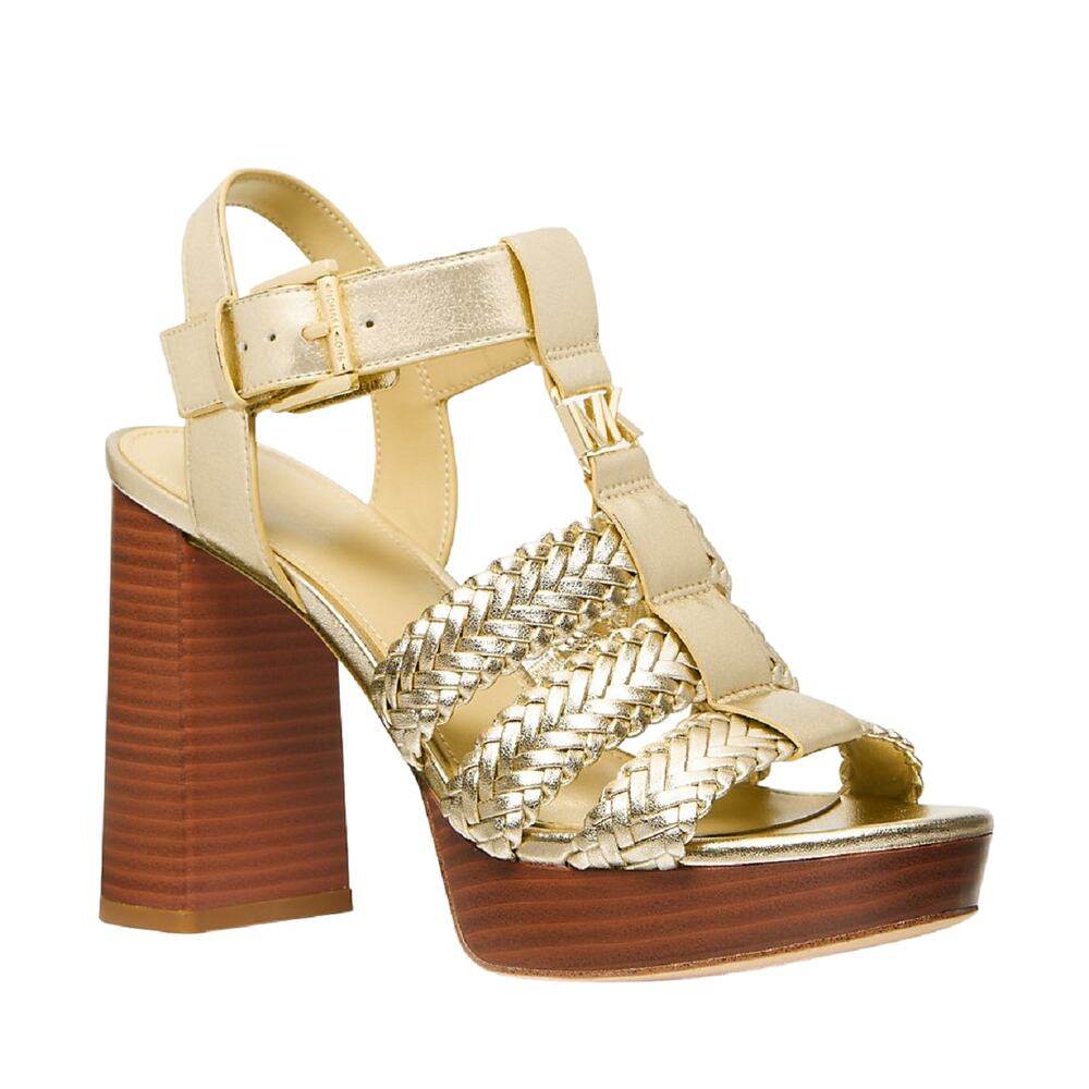 MICHAEL Michael Kors Metallic Gold and Tan Platform Sandals